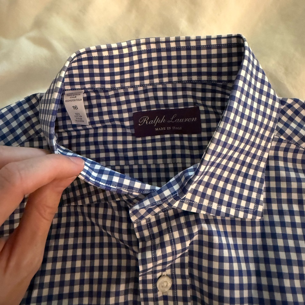 Ralph Lauren Purple Label Micro-Gingham Shirt